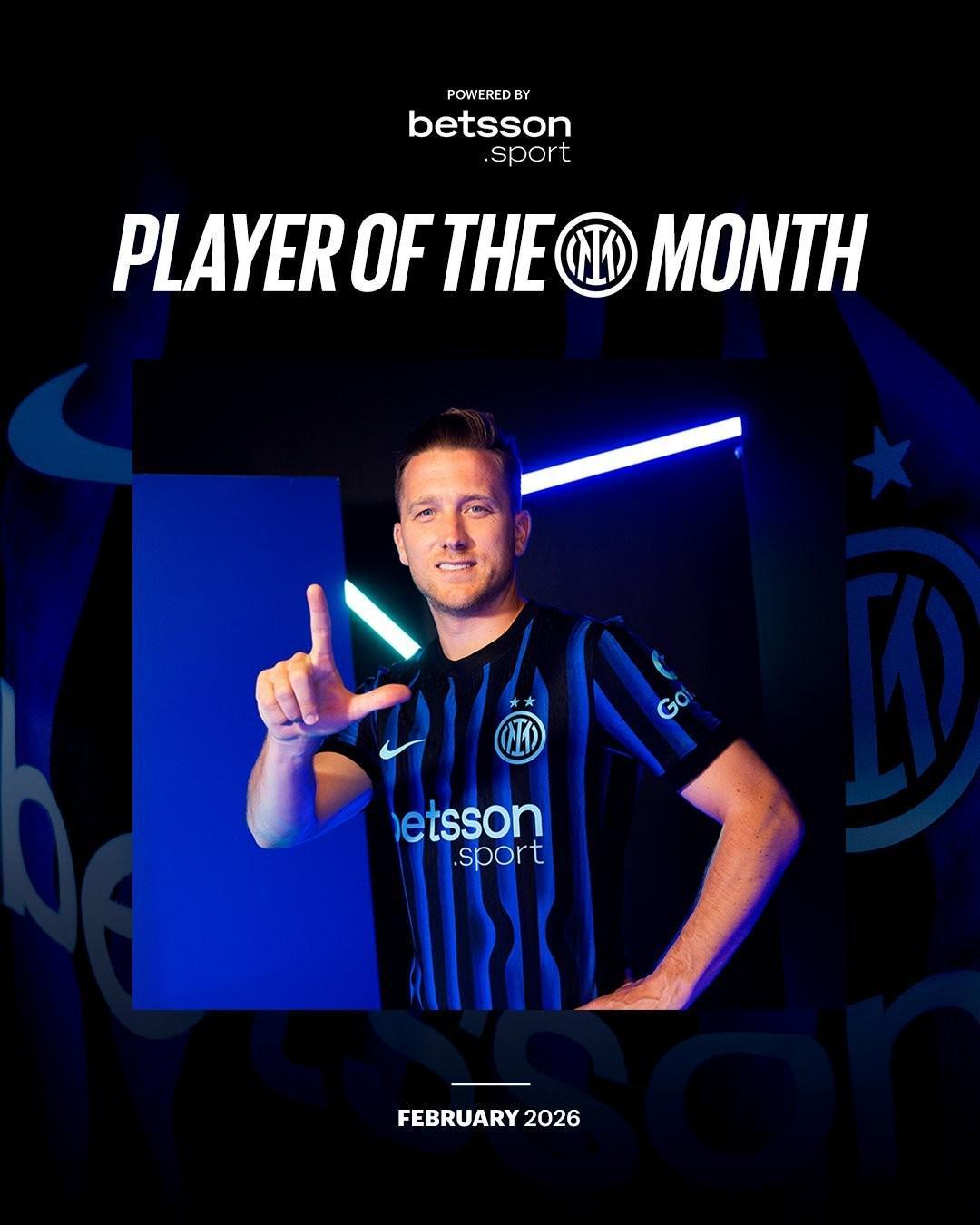 华体会登陆-官方：泽林斯基当选国米2月最佳球员